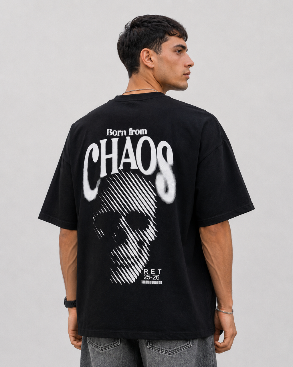 CAMISETA OVERSIZE NEGRA SKULL,