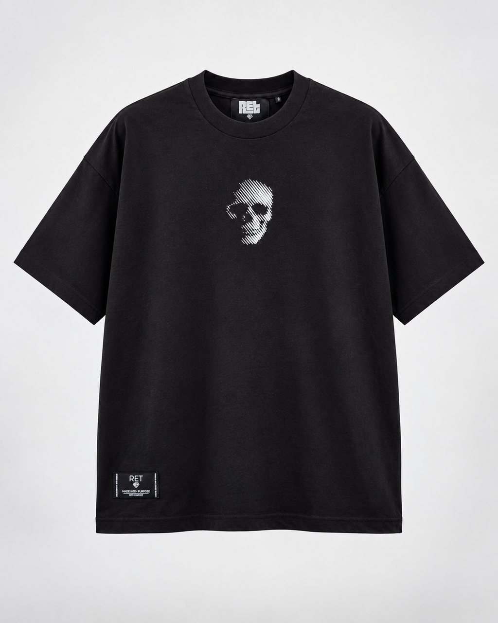 CAMISETA OVERSIZE NEGRA SKULL,