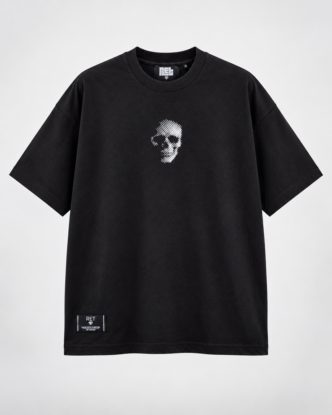 CAMISETA OVERSIZE NEGRA SKULL,