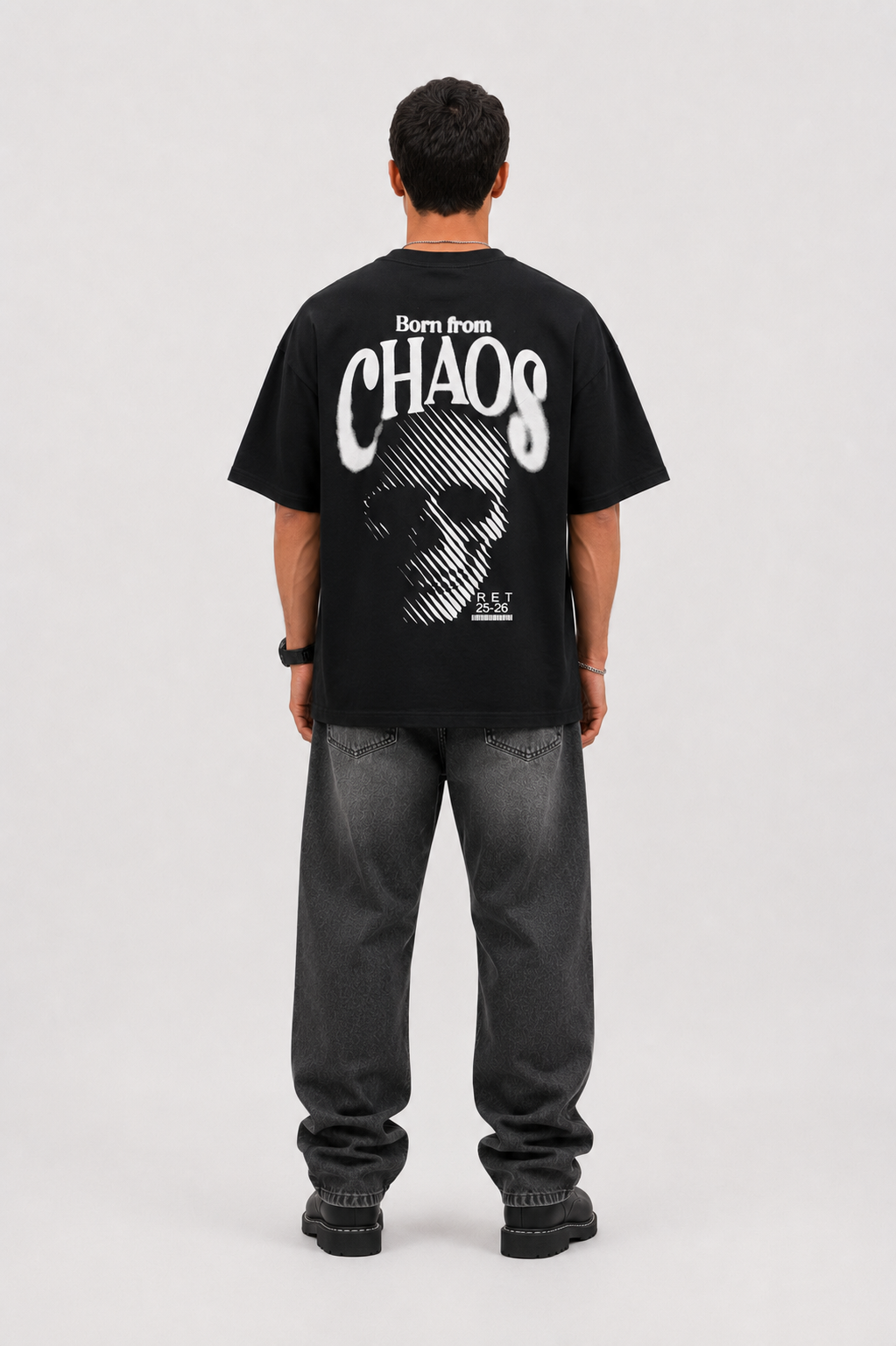 CAMISETA OVERSIZE NEGRA SKULL,