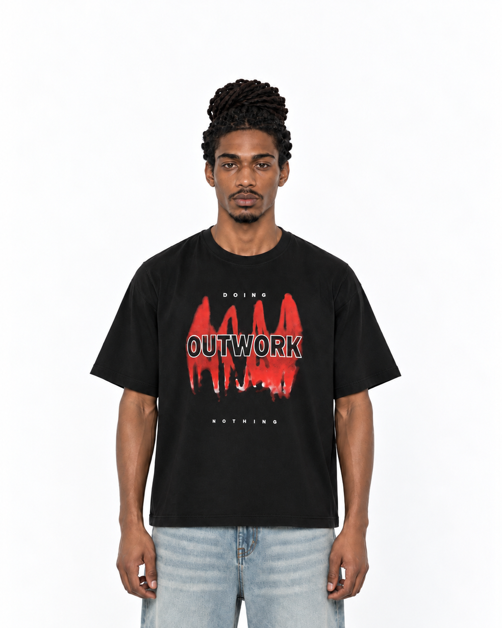 CAMISETA BOXY FIT NEGRA / OUTWORK
