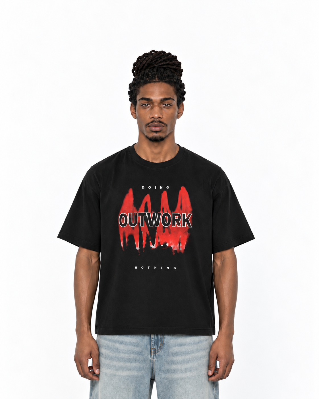 CAMISETA BOXY FIT NEGRA / OUTWORK