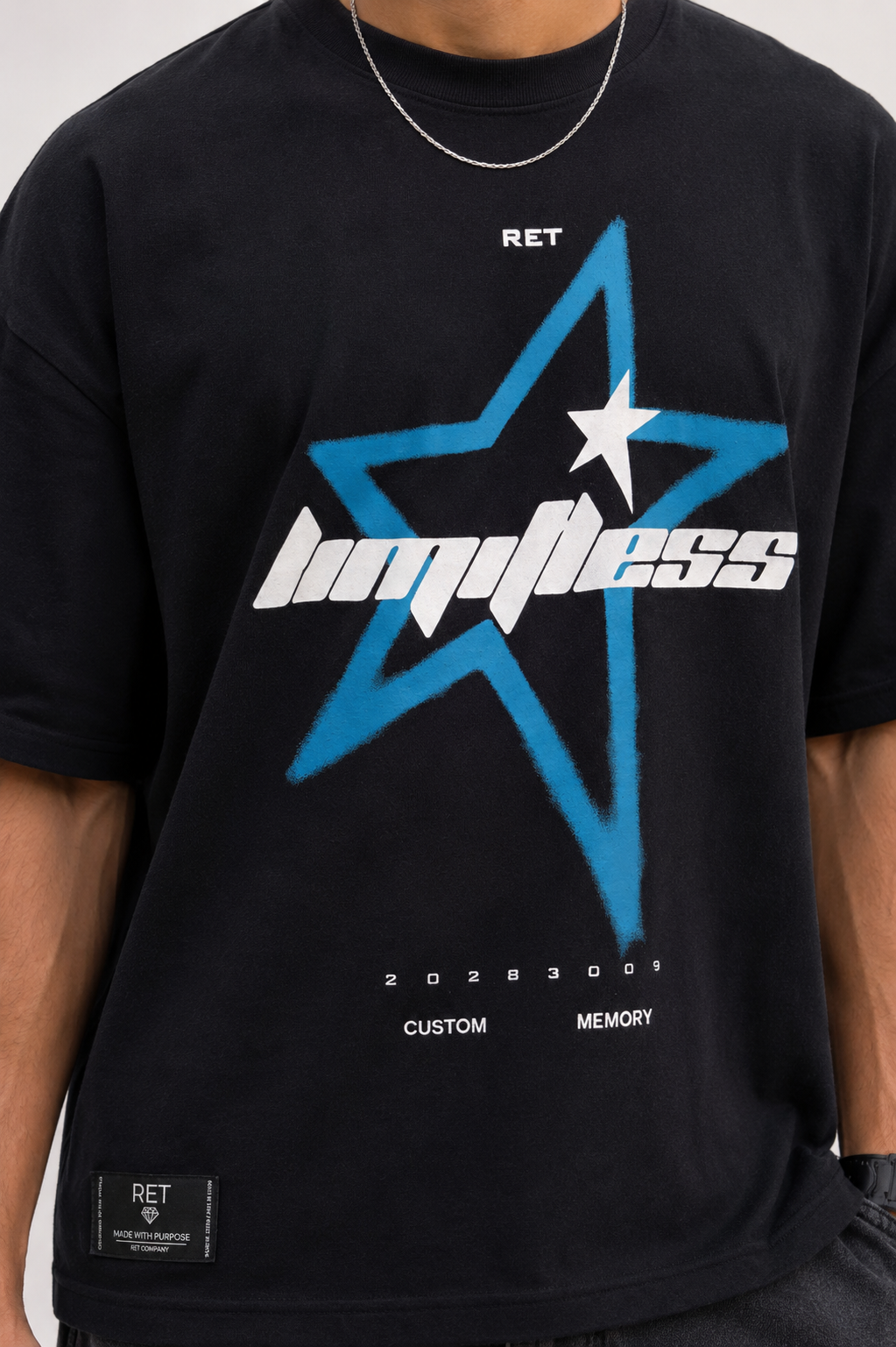 CAMISETA OVERSIZE NEGRA STAR.
